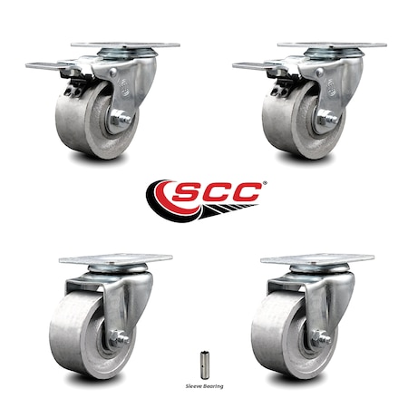 Service Caster 3 Inch Semi Steel Wheel Swivel Top Plate Caster Total Lock Brakes SCC, 2PK SCC-TTL20S314-SSS-2-S-2